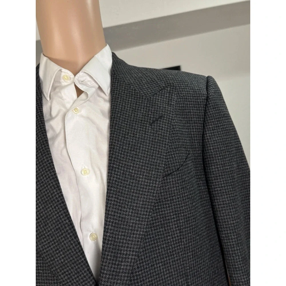 Tom Ford Gray Houndstooth Tweed Peak Lapel Blazer Sportcoat 54 44R Windsor